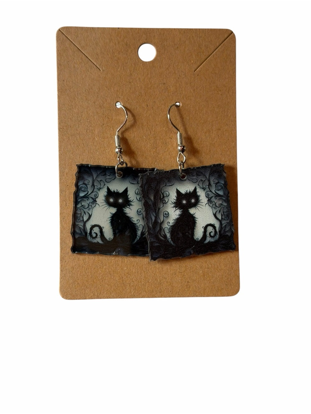 Black Gothic Cat Earrings - Unbranded